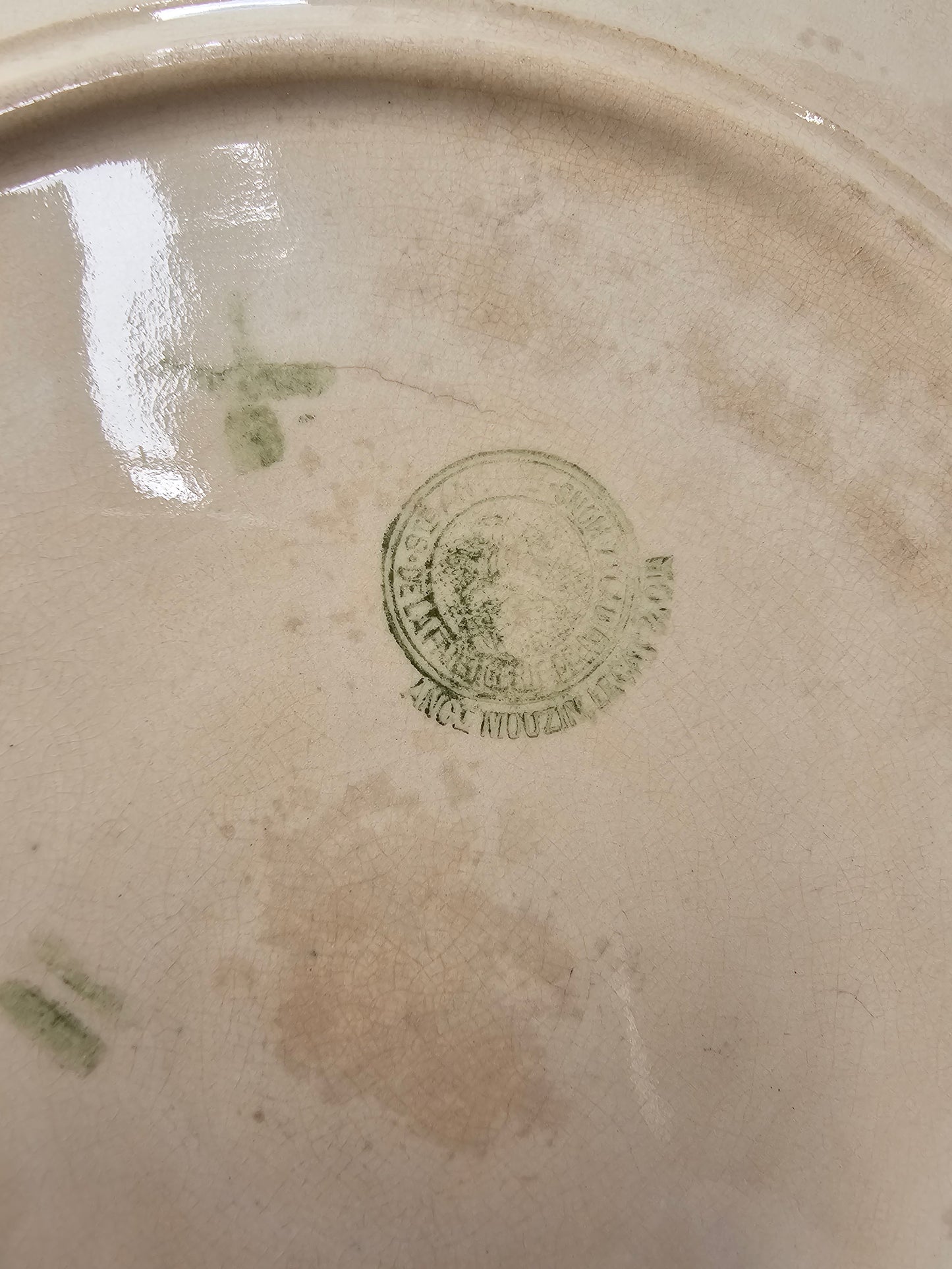 Antique Belgian 'Mouzin Lecat - Nimy, Liseron' Round Morning Glory Plate