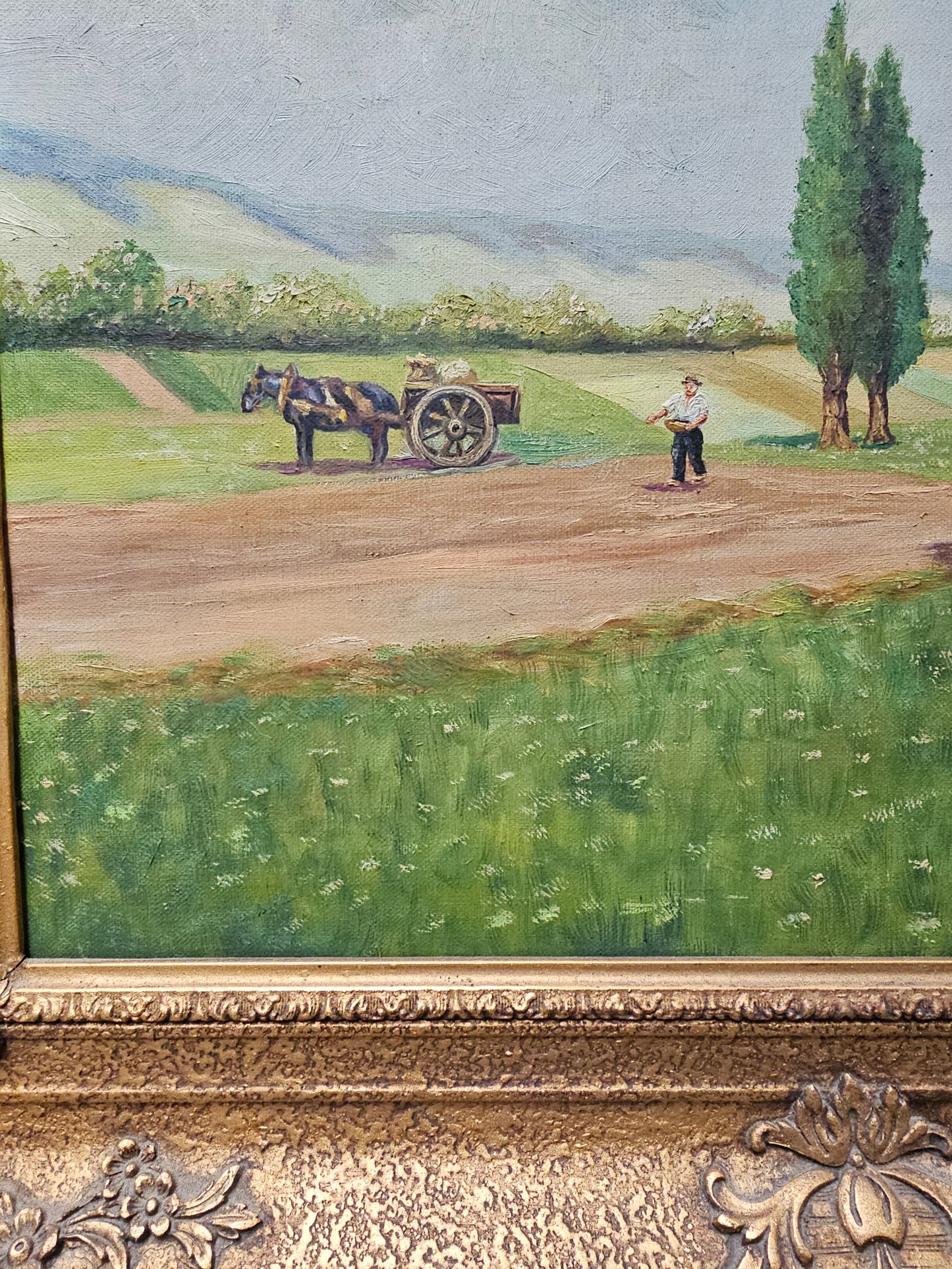 Antique European Pastoral Scene Painting - 1936