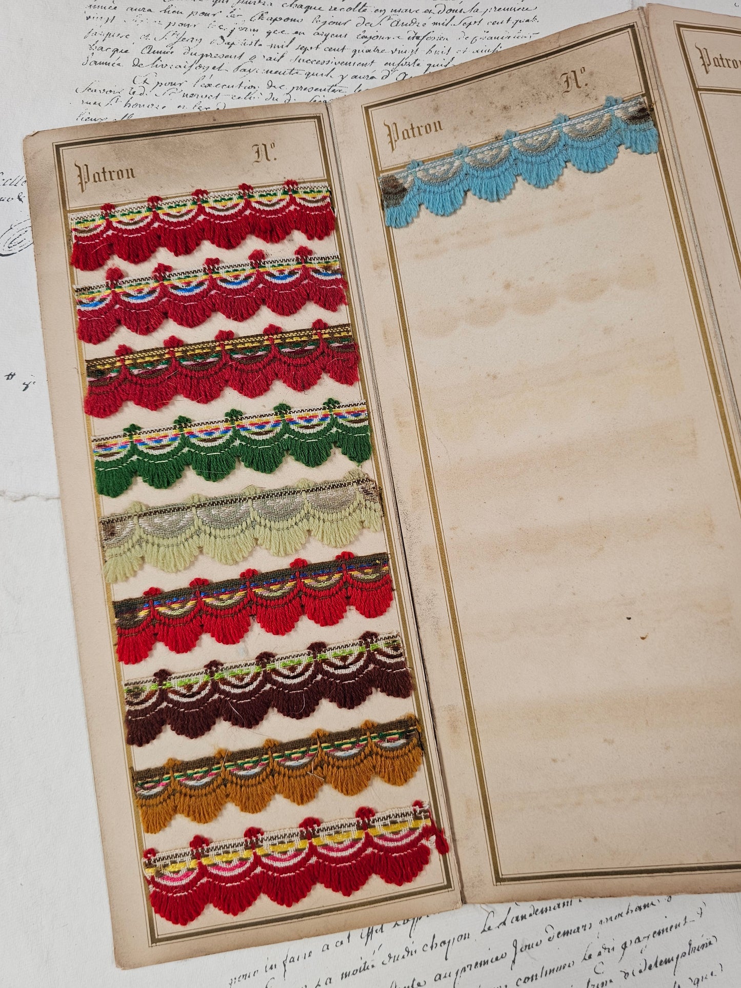 Antique French Wool Braid Sample Card - VI