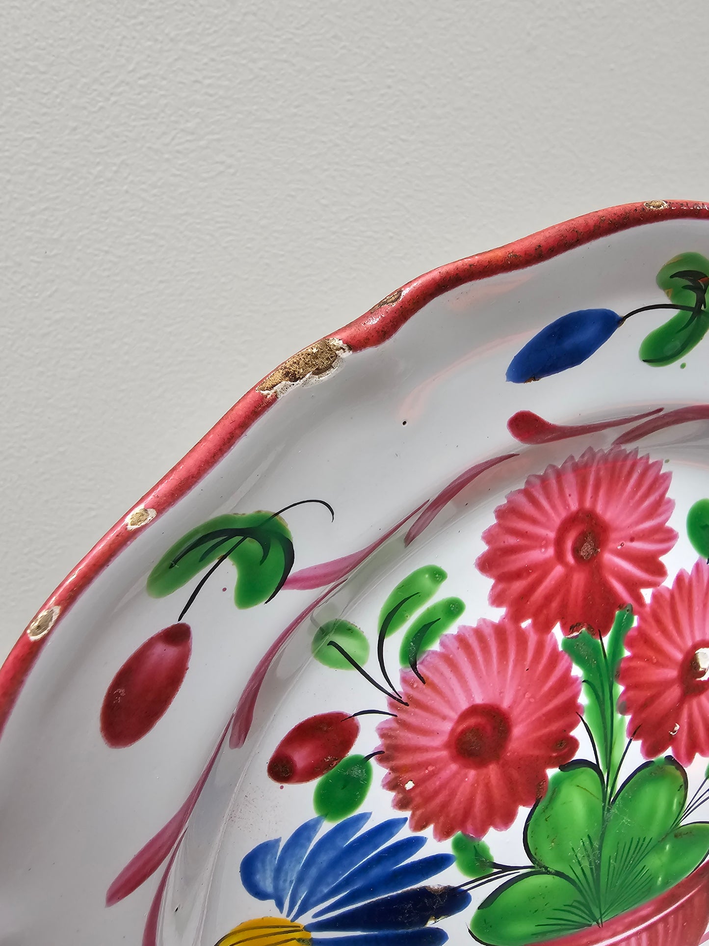 Antique French Hand Painted 'Flowers in Urn' Plates