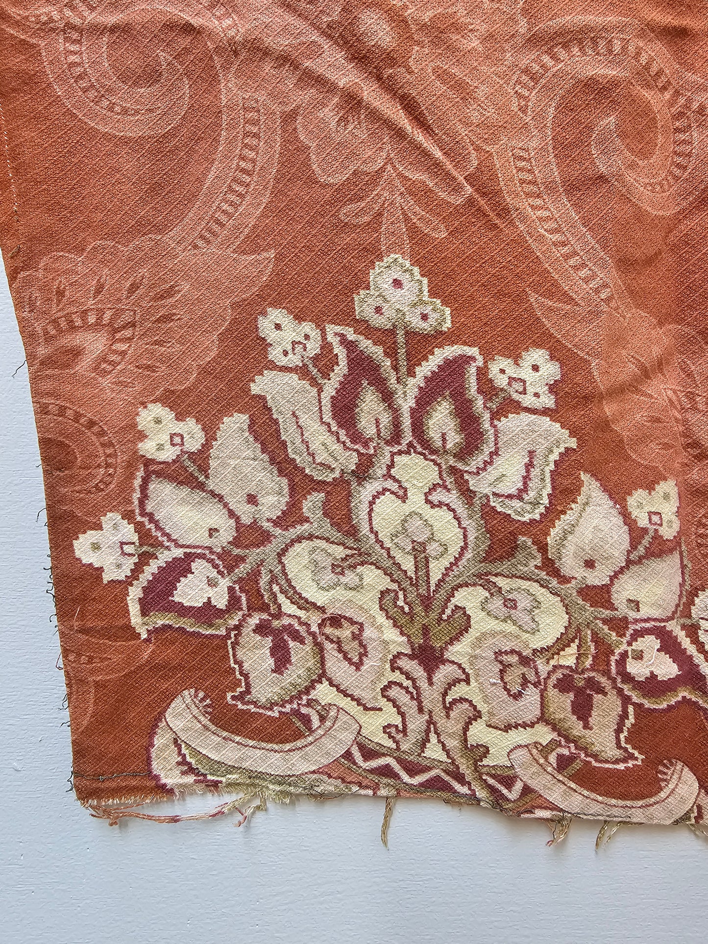 Vintage French Ochre Fabric Cotton Piece