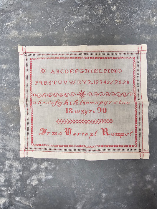 Antique Dutch 1890 Cross Stitch Sampler