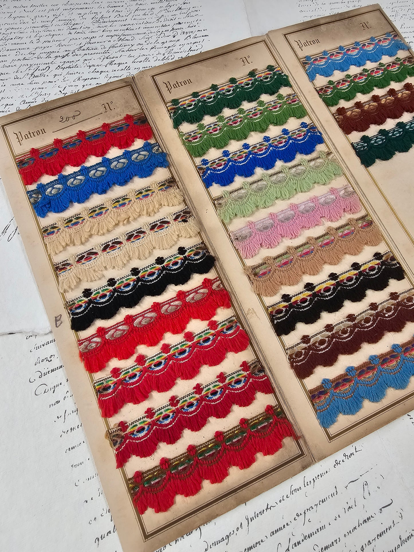 Antique French Wool Braid Sample Card - I