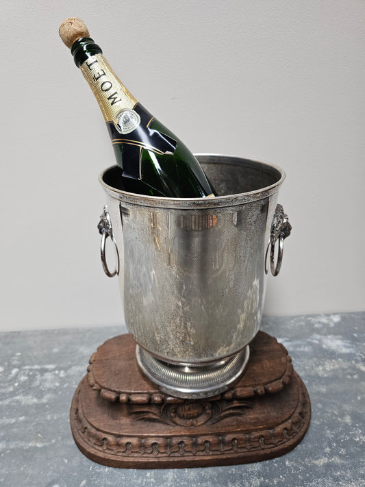 Vintage French Lion's Head Silver Champagne Bucket