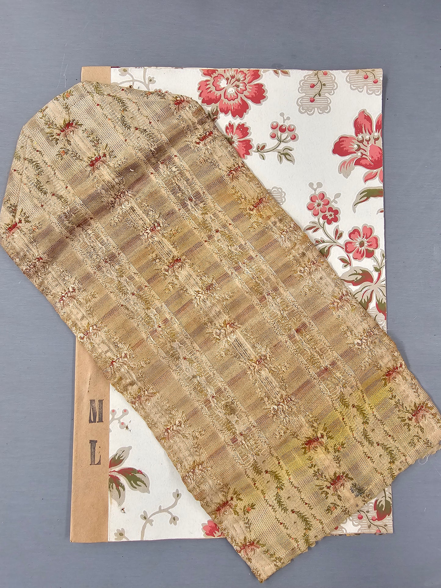 Antique French Silk Brocade Folding Needle Case