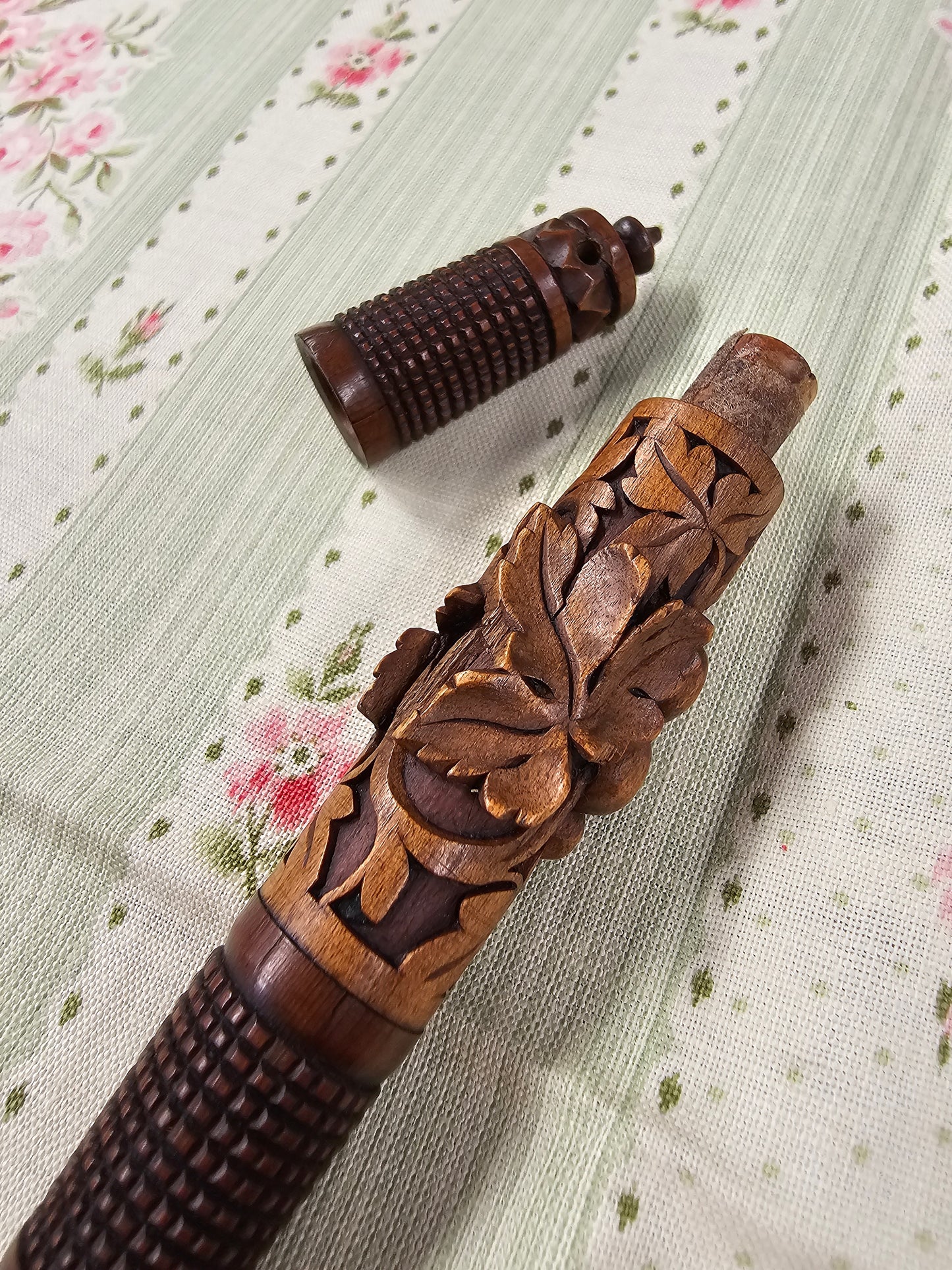 Antique French Wooden Needle Case