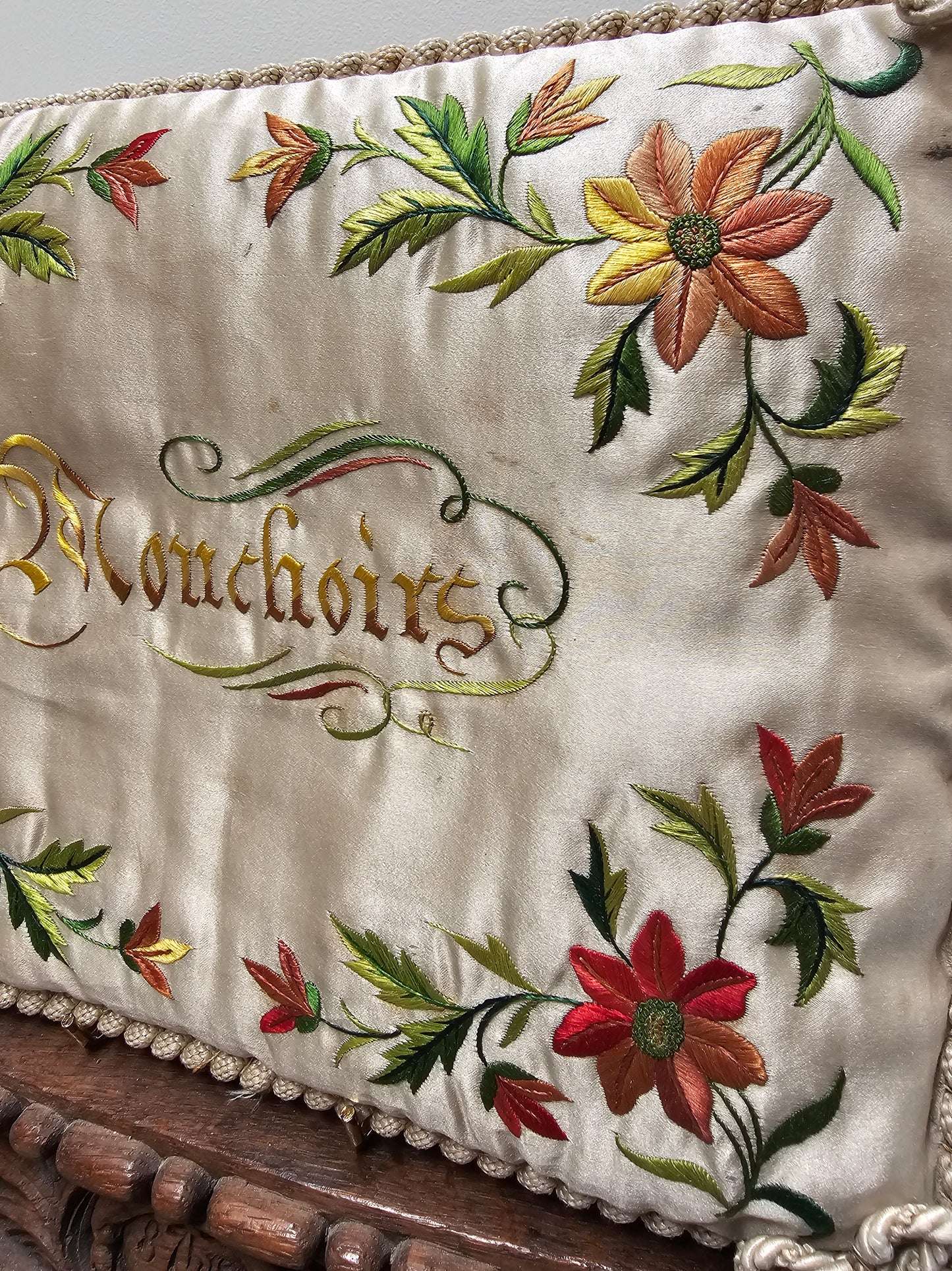 Antique French Embroidered Silk 'Monchoirs' Handkerchief Book