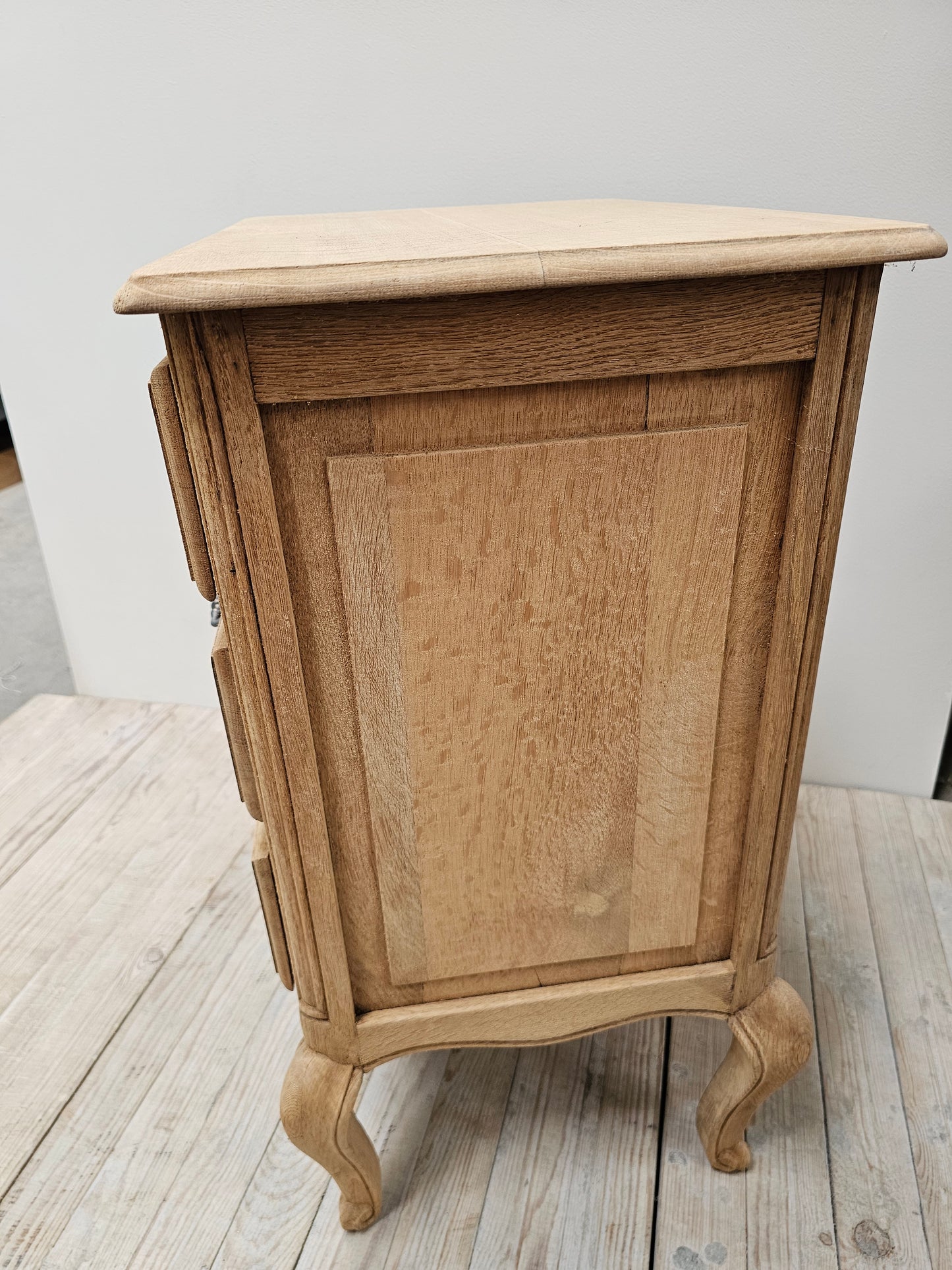 Antique French Petite 3 Drawer Side Table - Raw Finish