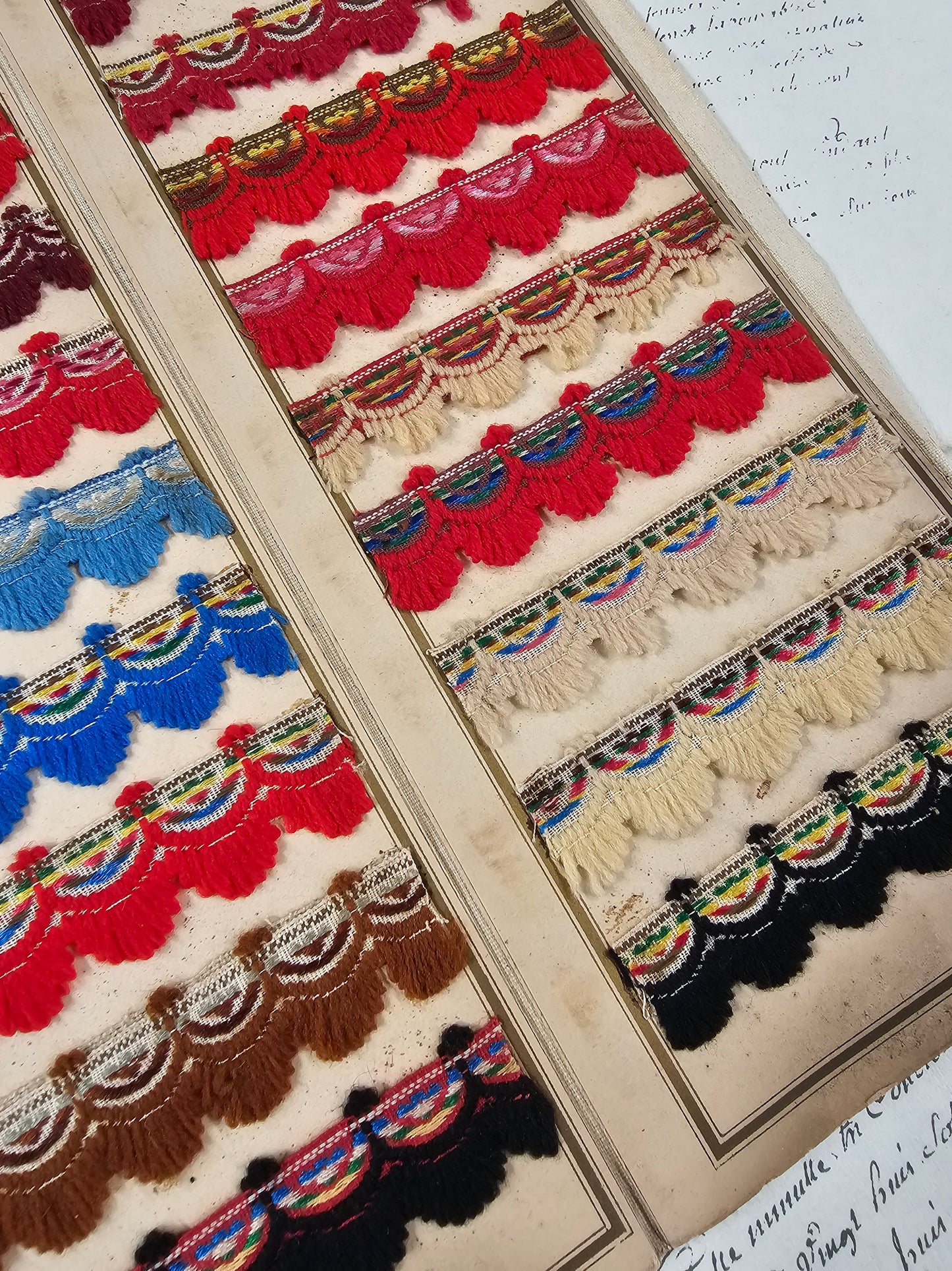 Antique French Wool Braid Sample Card - V