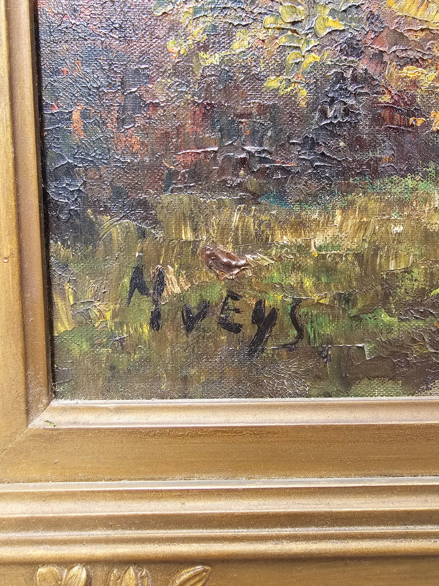 Antique European Autumnal Scene Painting