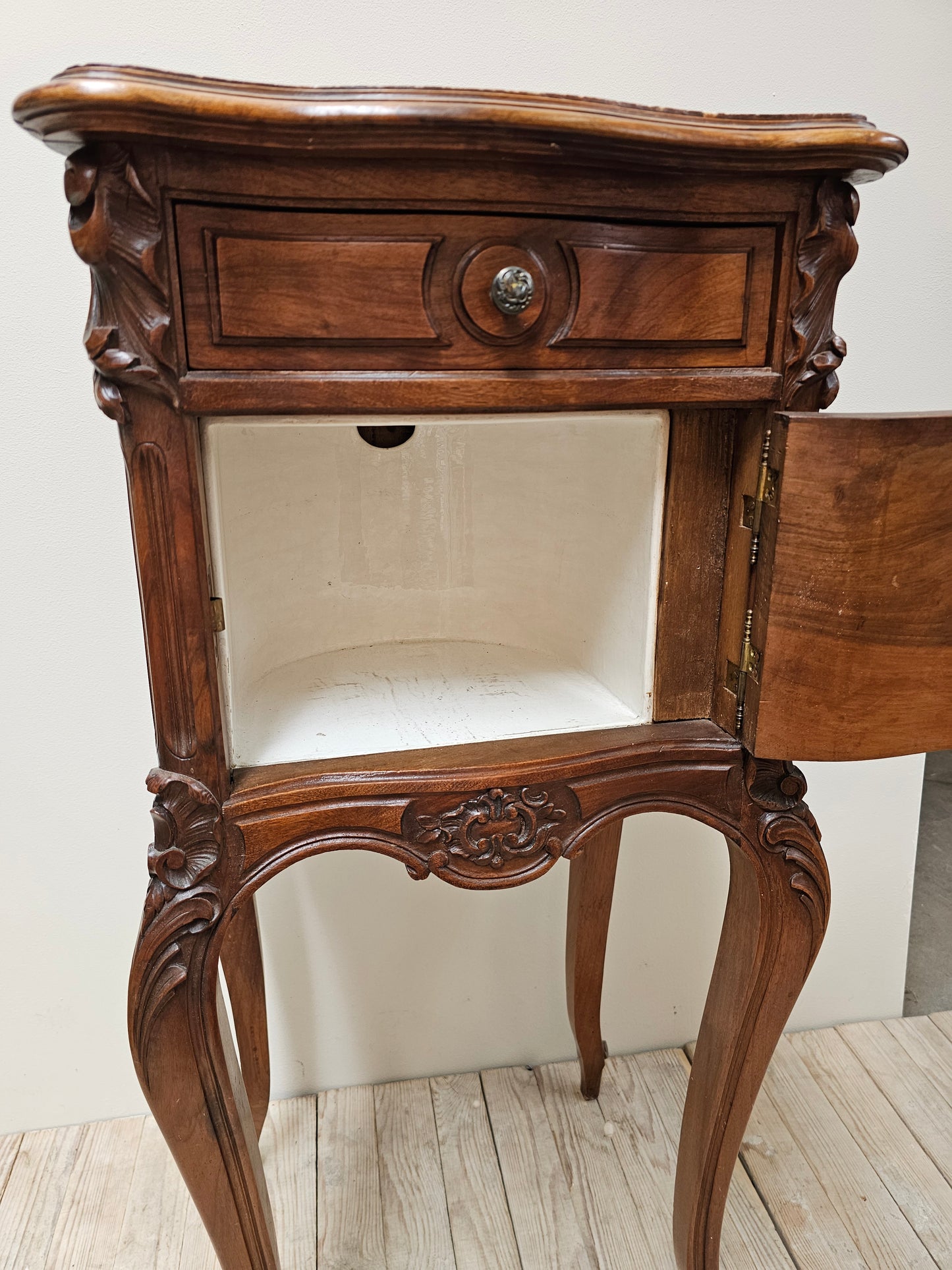 Antique French Louis XV Serpentine Bedside Table