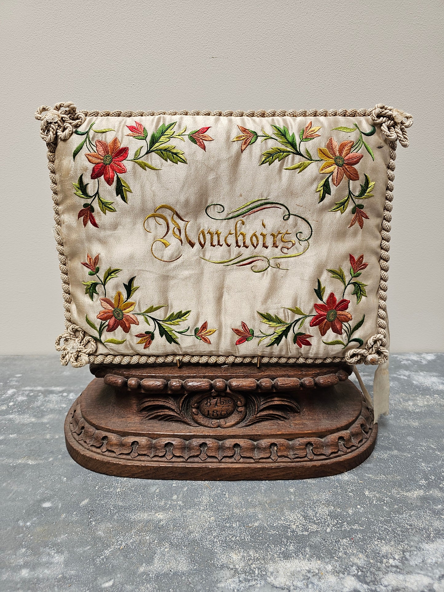 Antique French Embroidered Silk 'Monchoirs' Handkerchief Book