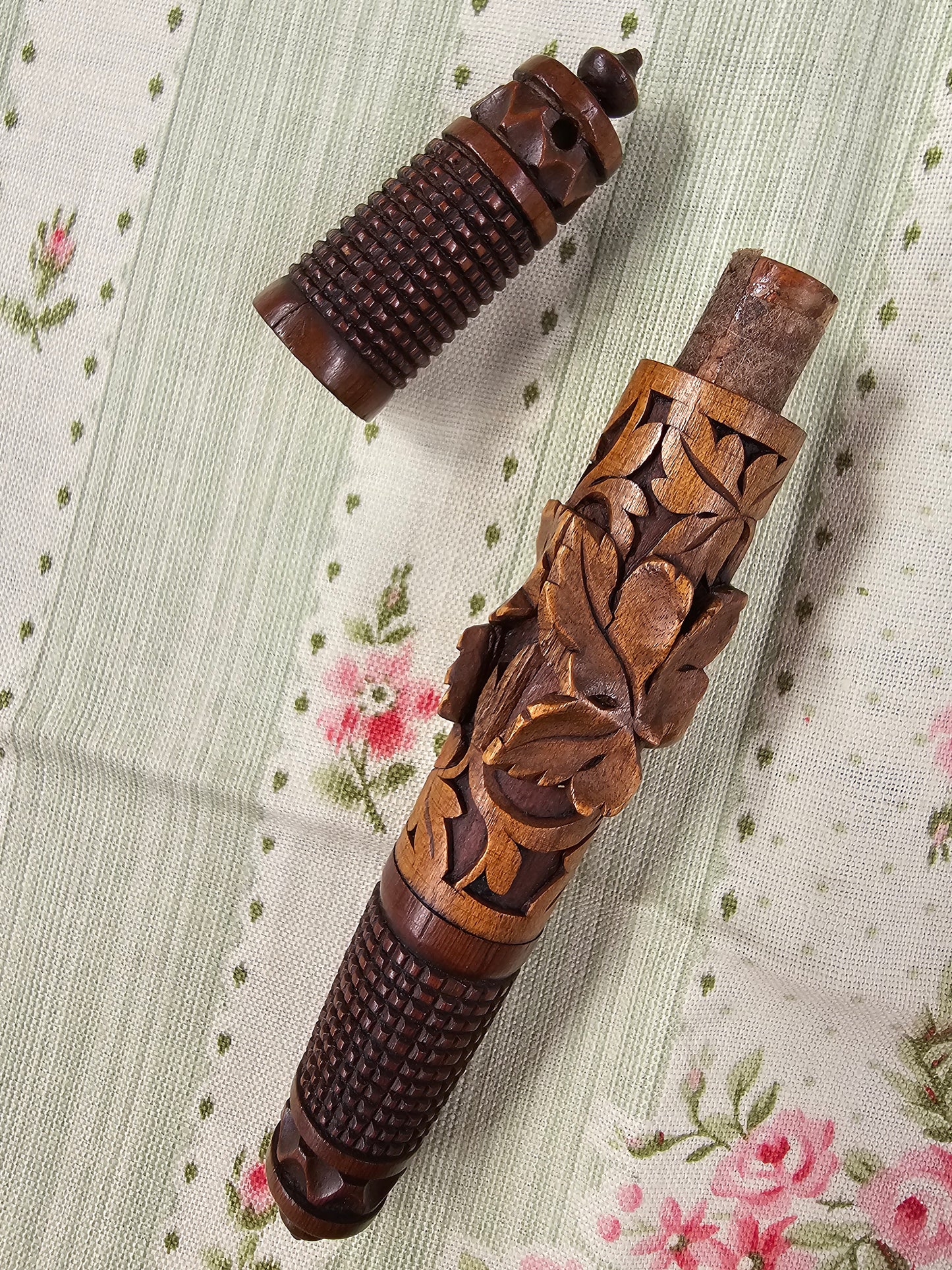 Antique French Wooden Needle Case