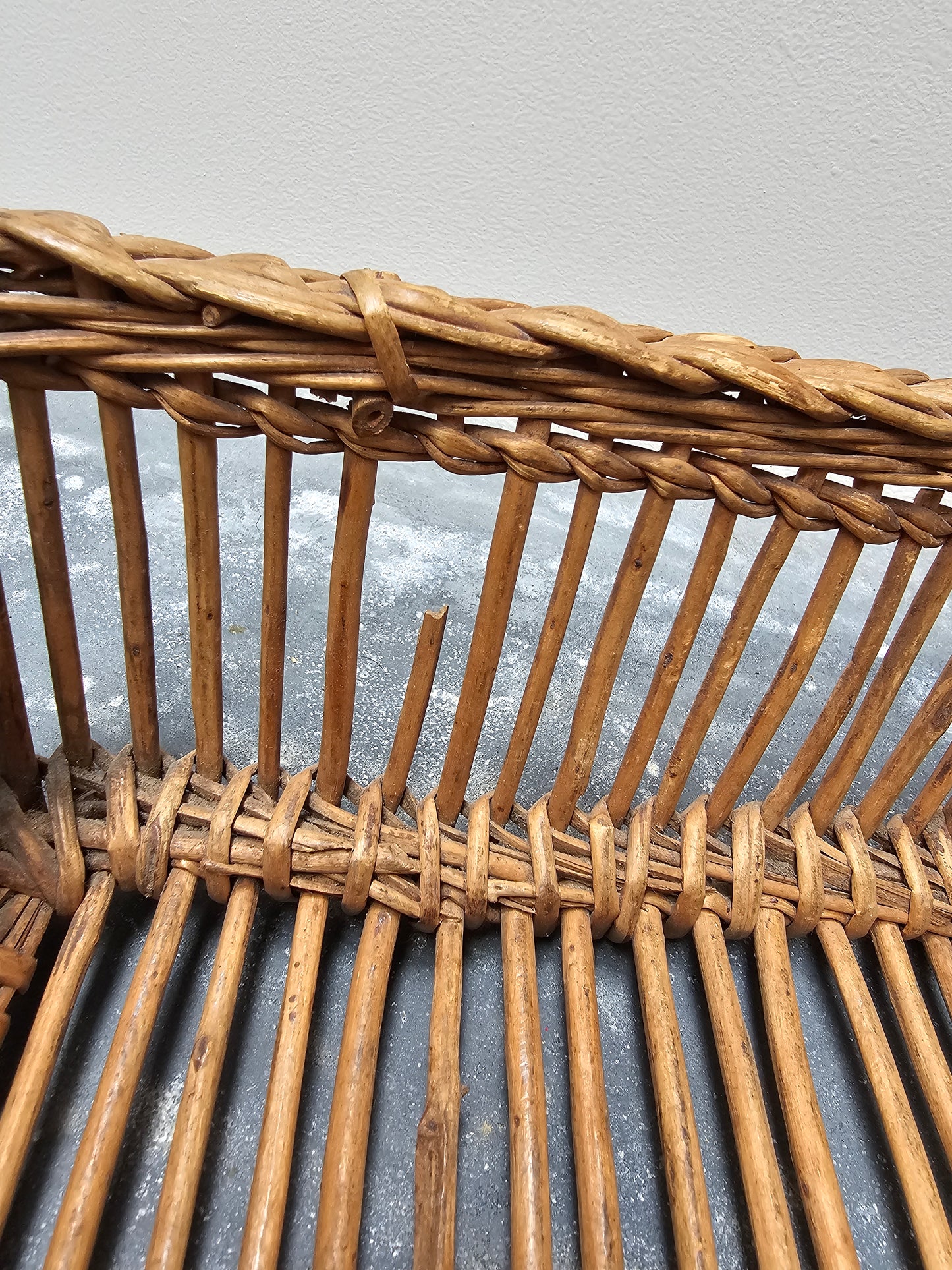 Antique French Pair of Woven Cane Baskets