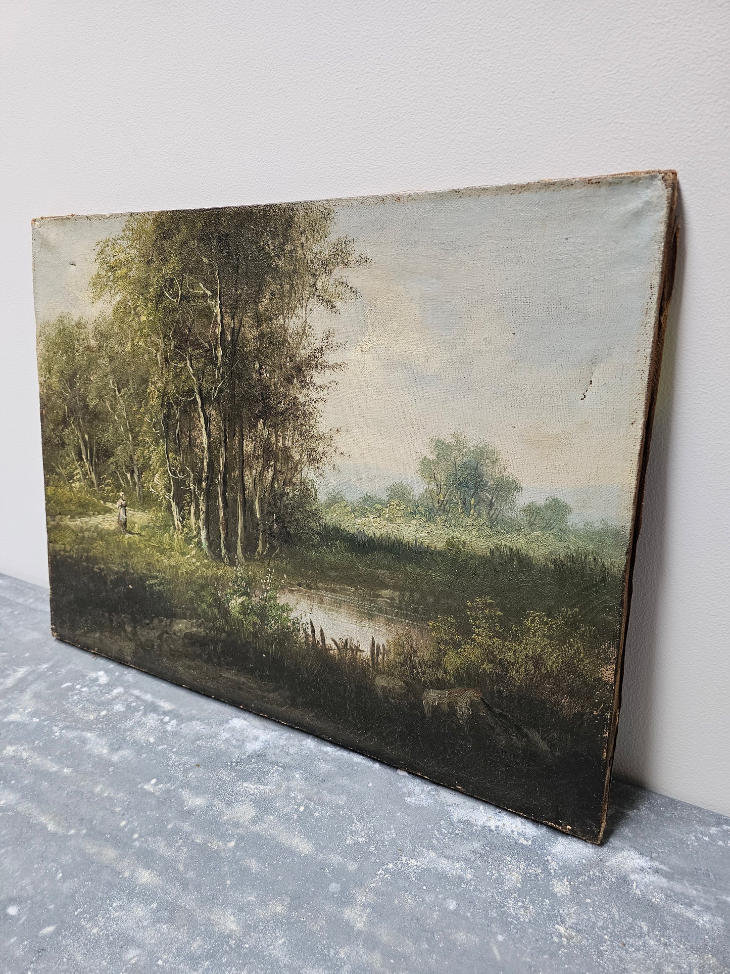 Antique European 'Woodland Scene' Painting