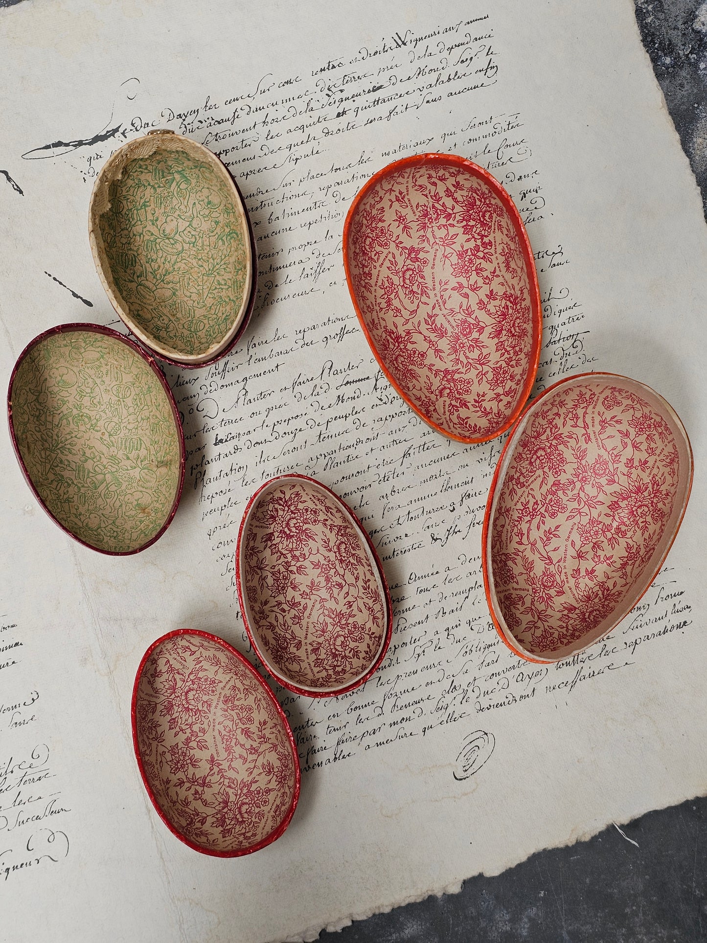 Vintage German Paper Easter Eggs - Set of 3