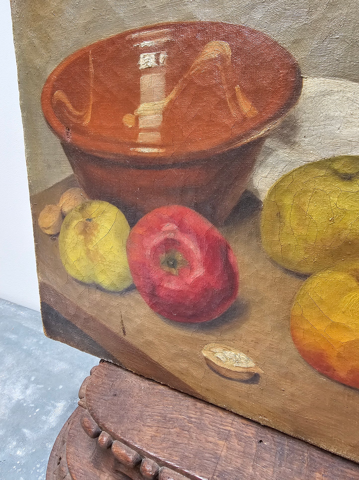 Antique European 'Apples & Walnuts' Still Life Painting
