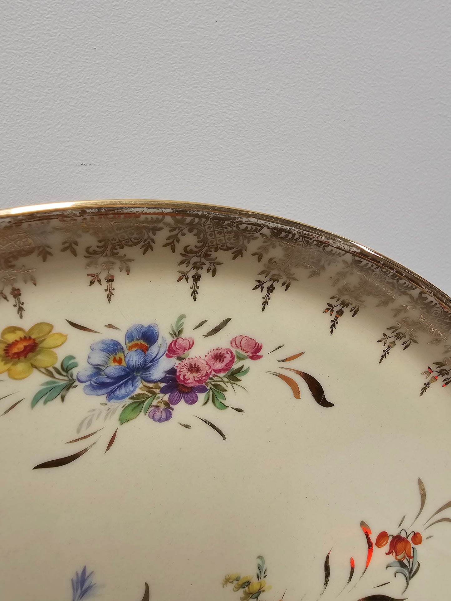Antique French Floral & Gilt Serving Platter