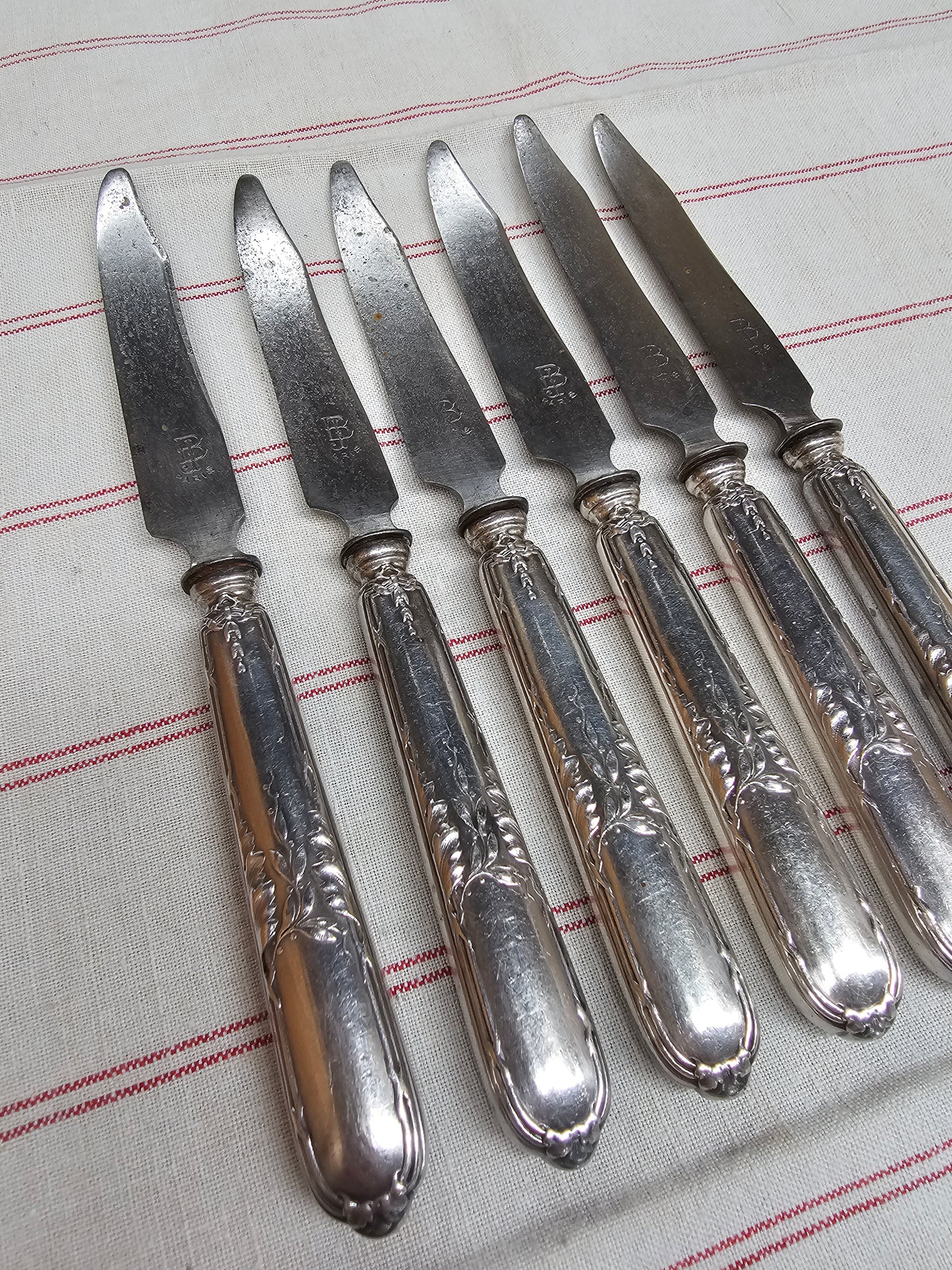 Antique French 'B.J. Paris' Set of 6 Knives