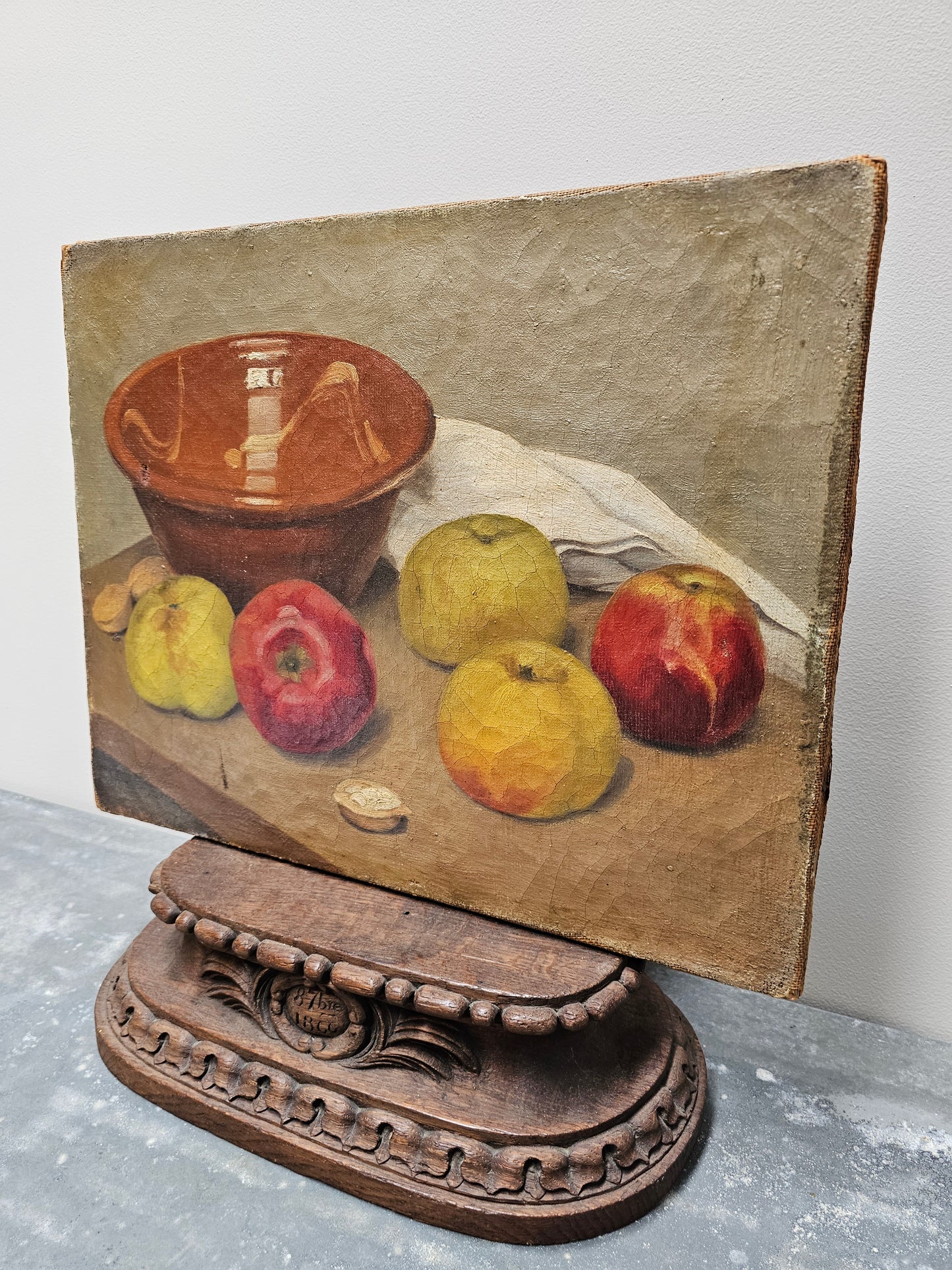 Antique European 'Apples & Walnuts' Still Life Painting