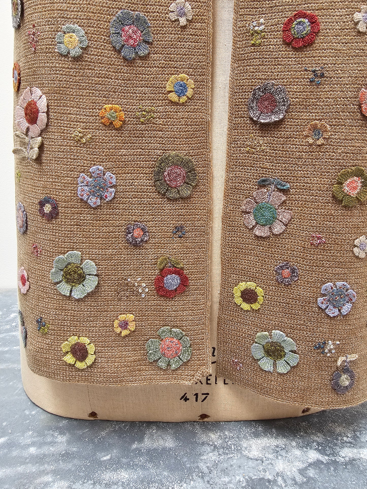 Sophie Digard Floral Latte Crochet Wool Scarf