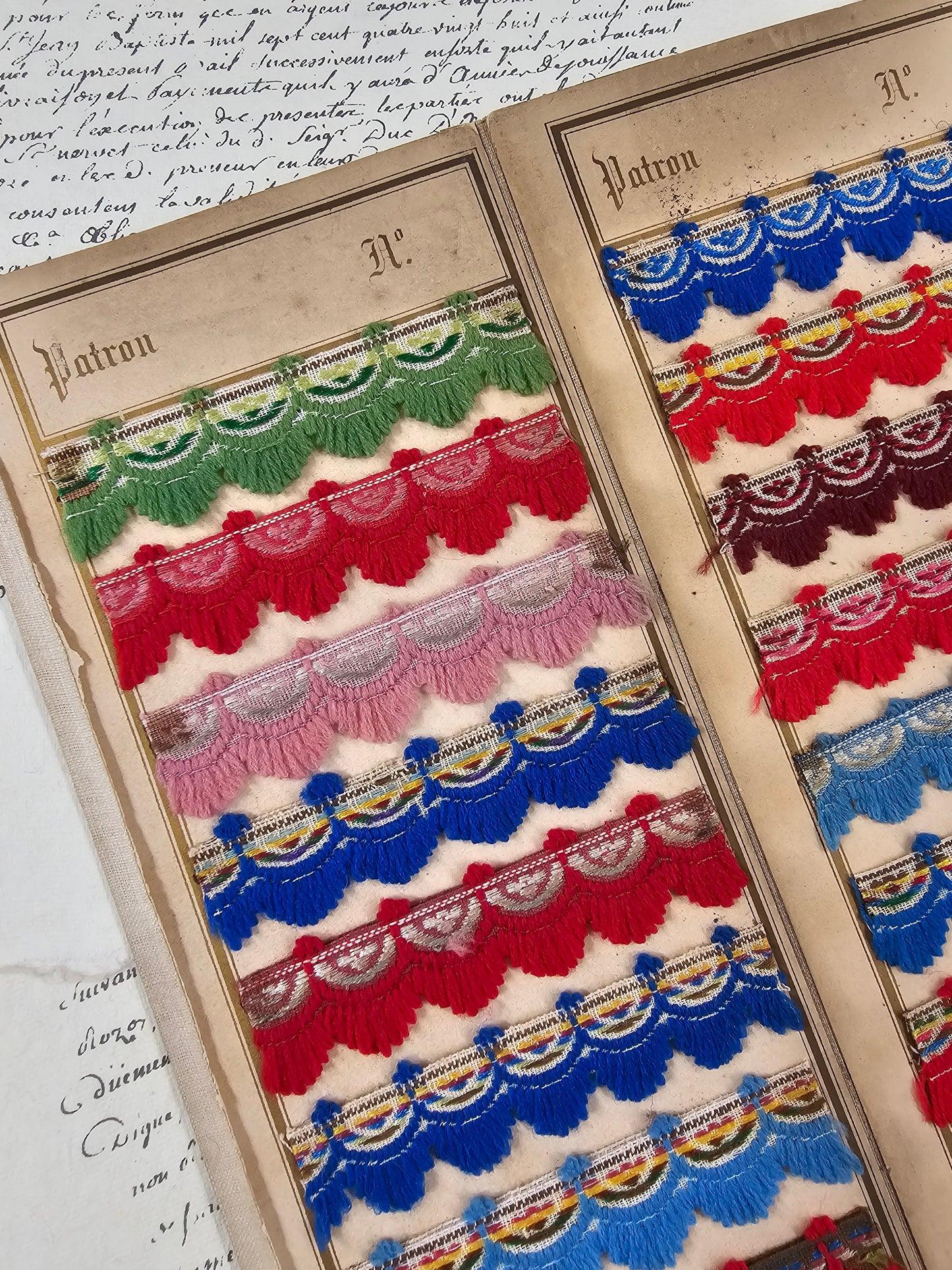 Antique French Wool Braid Sample Card - V