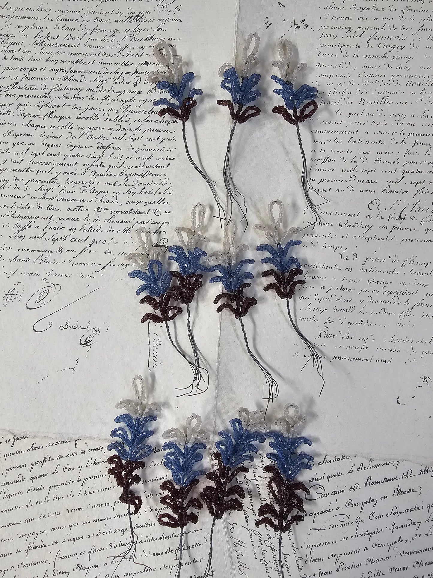Antique French Glass Beaded Lavendar Bunch