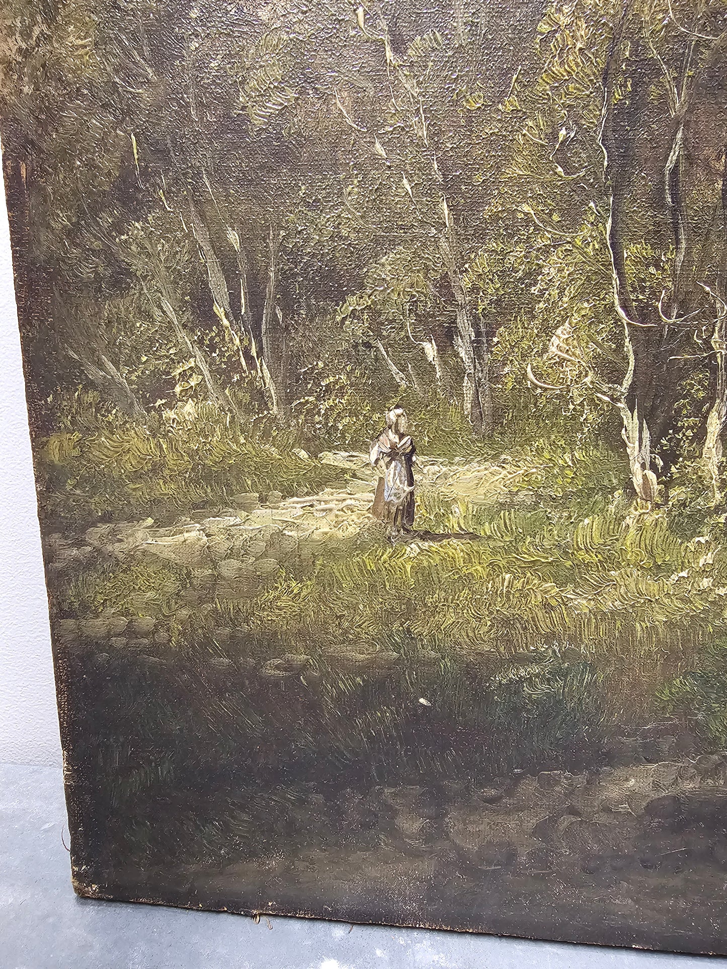 Antique European 'Woodland Scene' Painting
