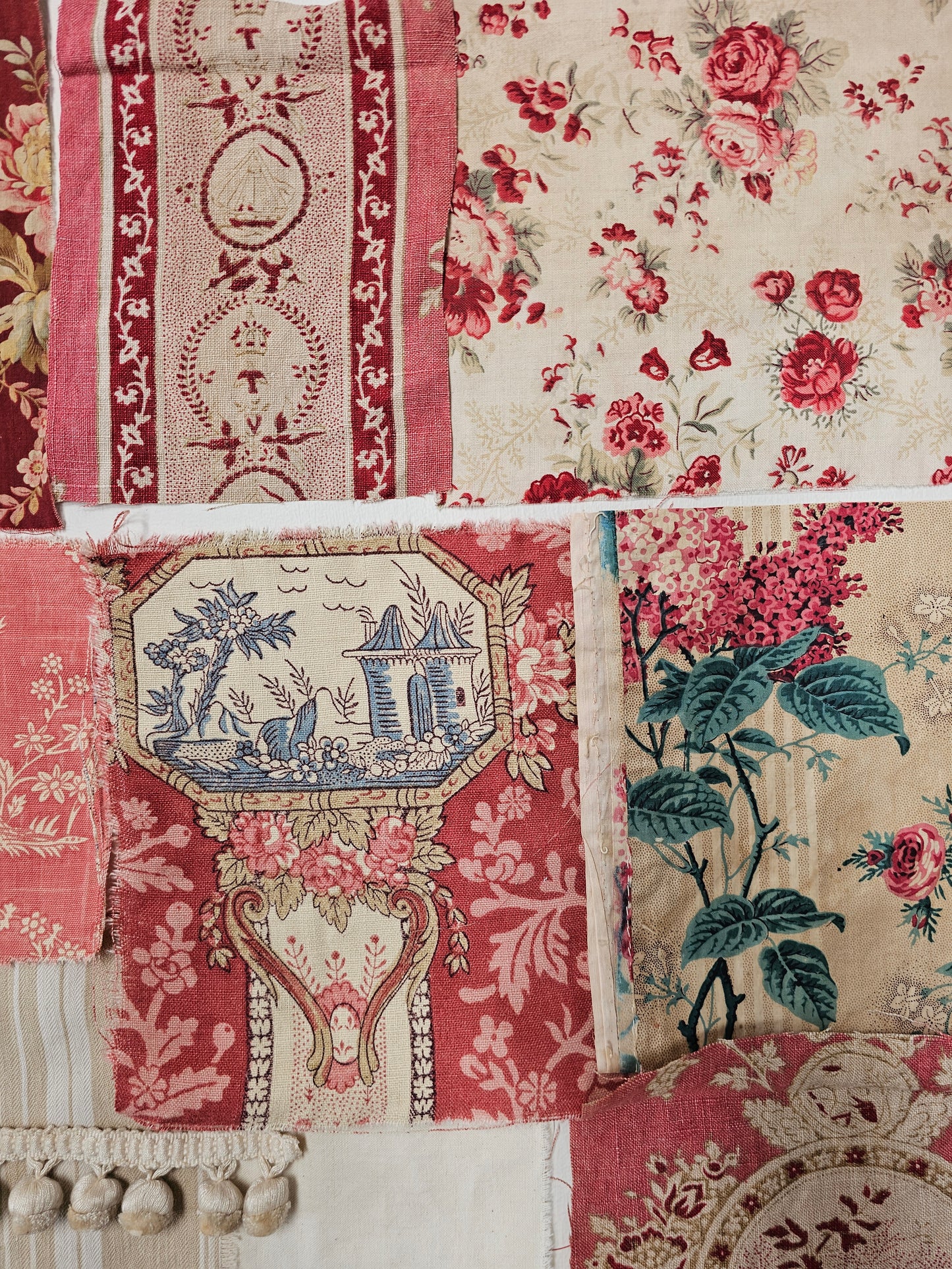 Antique French Fabric Pack - Raspberry