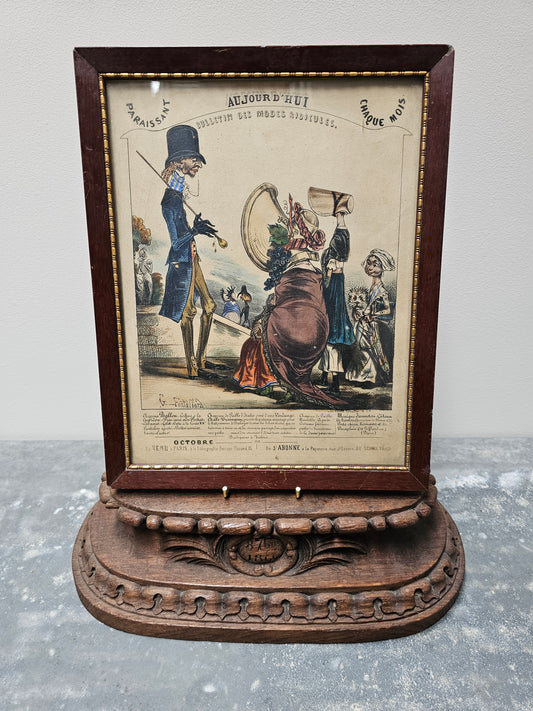 Antique French 1838 Framed Comedy Illustration