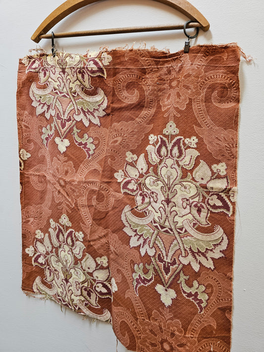 Vintage French Ochre Fabric Cotton Piece