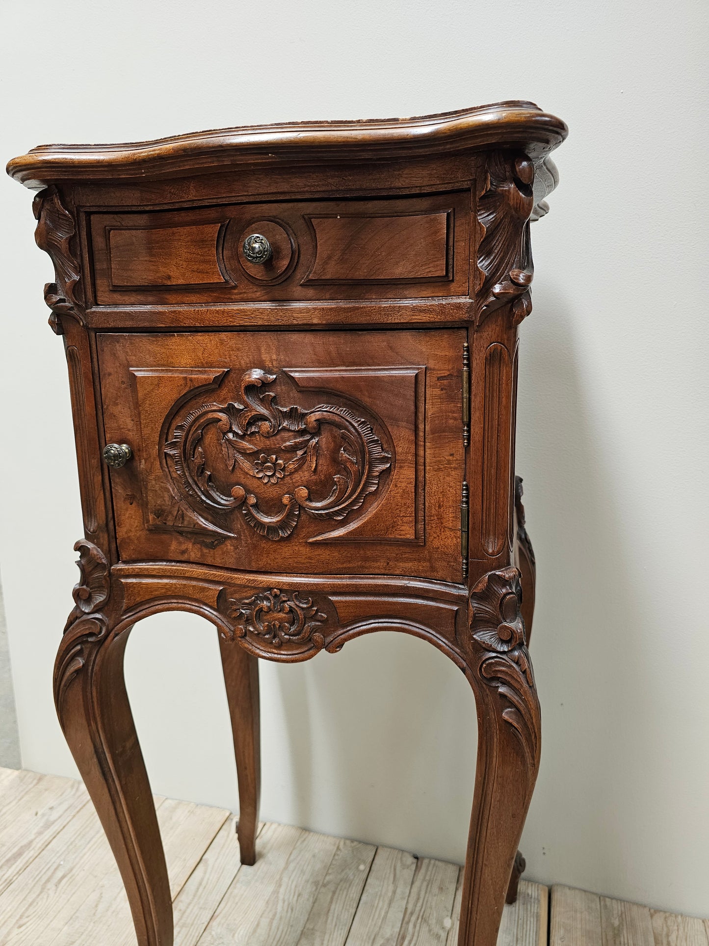 Antique French Louis XV Serpentine Bedside Table