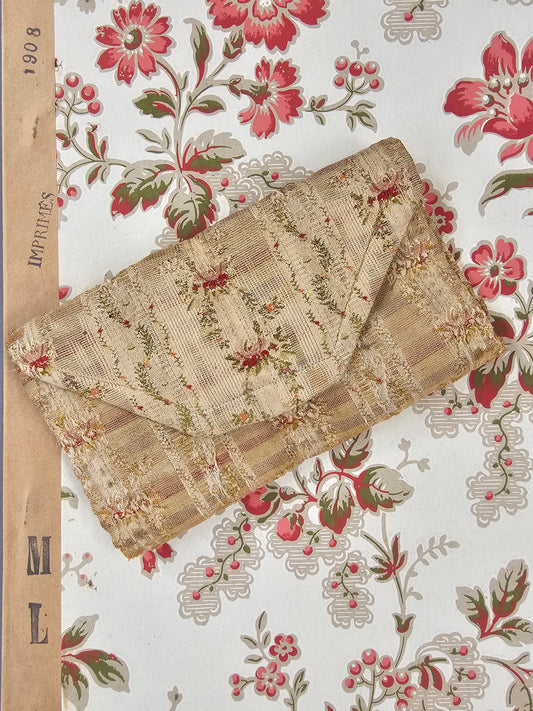 Antique French Silk Brocade Folding Needle Case