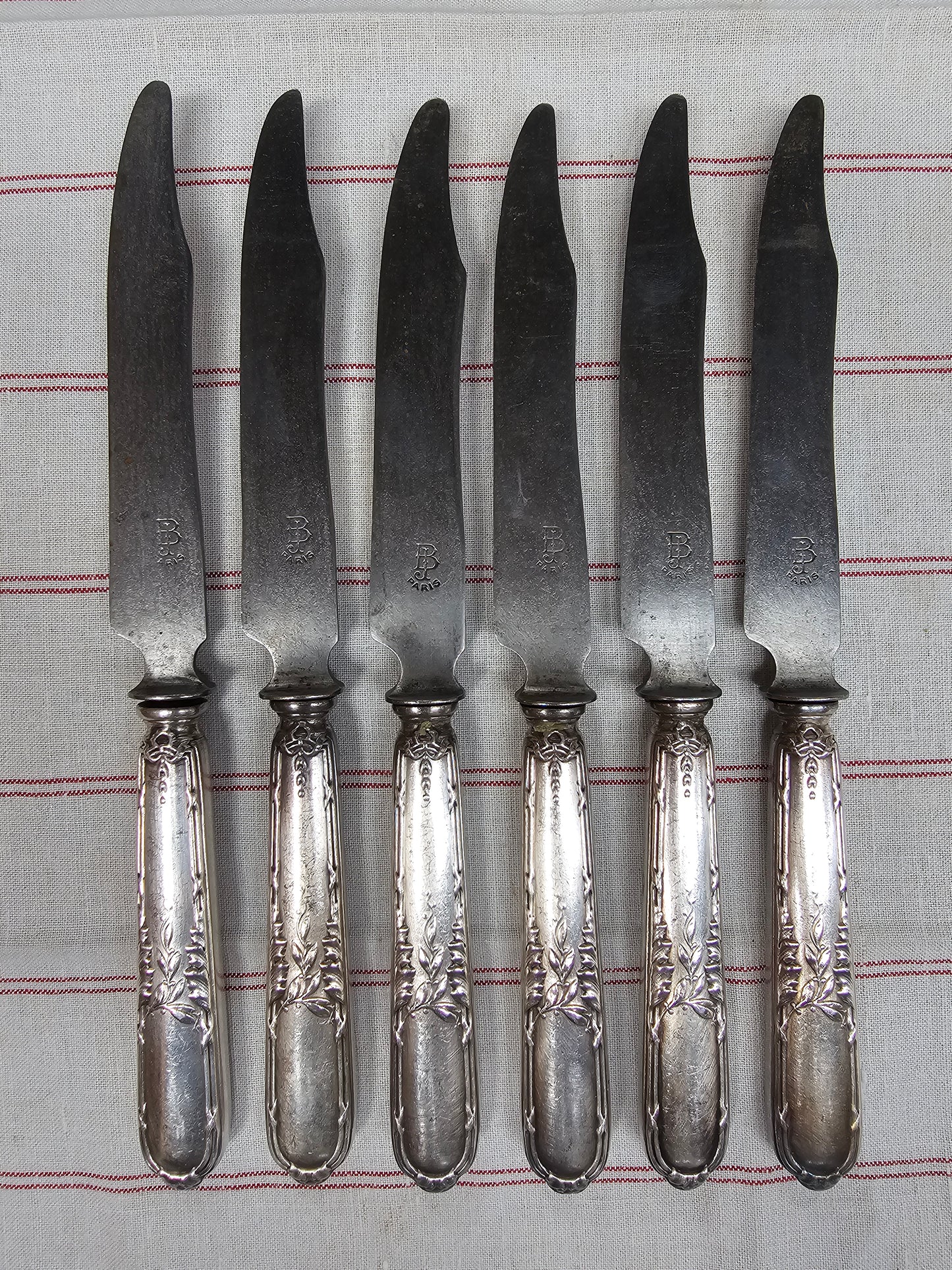 Antique French 'B.J. Paris' Set of 6 Knives