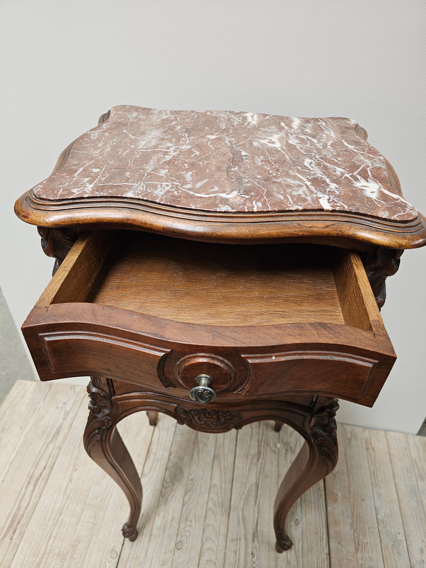 Antique French Louis XV Serpentine Bedside Table