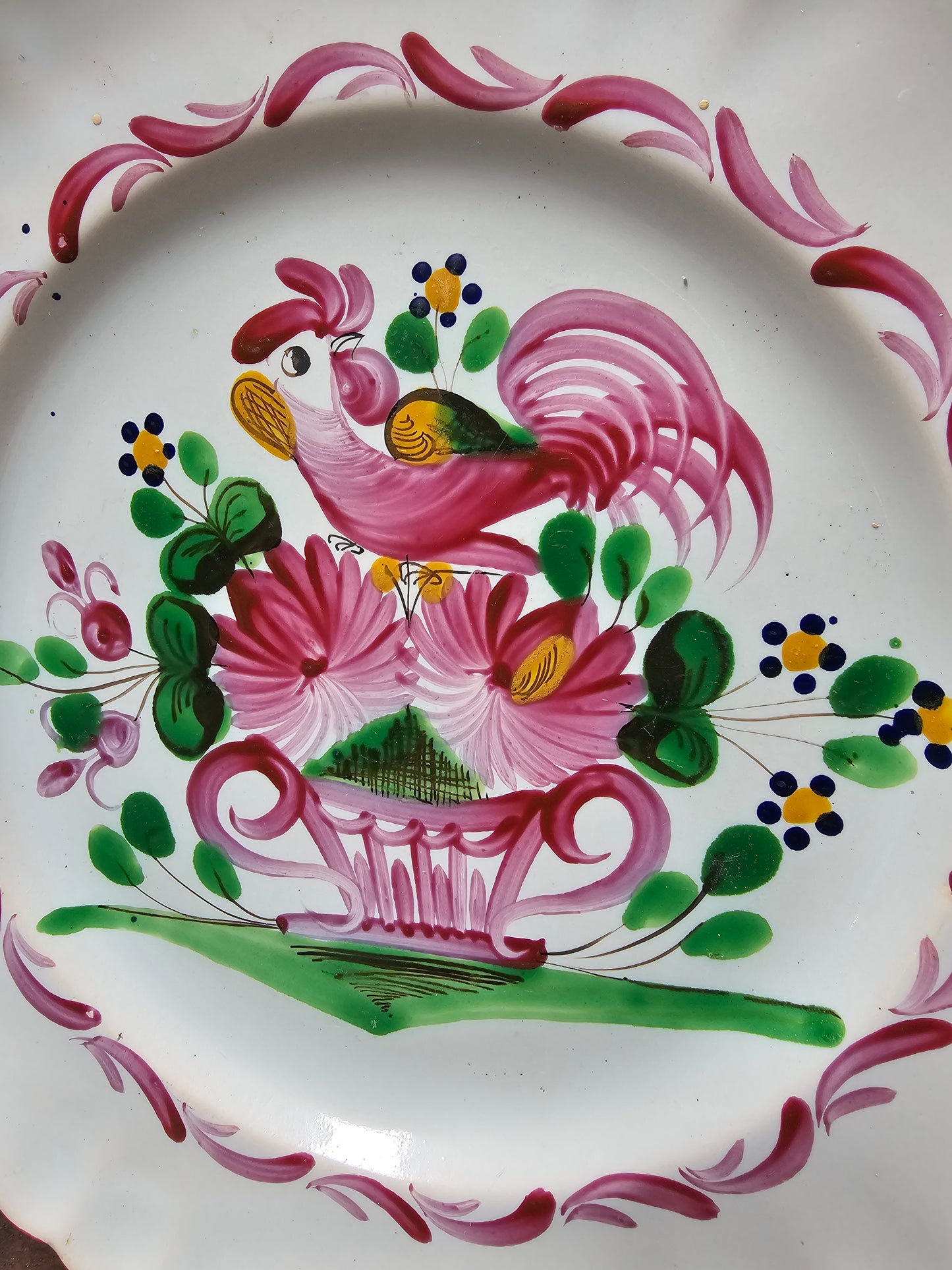 Antique French Hand Painted 'Flowers in Urn' Plates