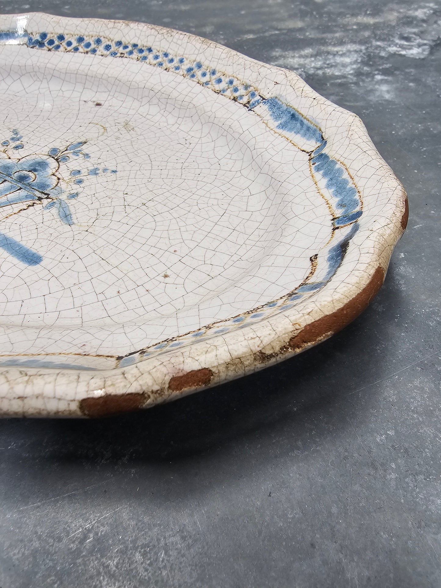 Antique Rustic Italian Oval Plate