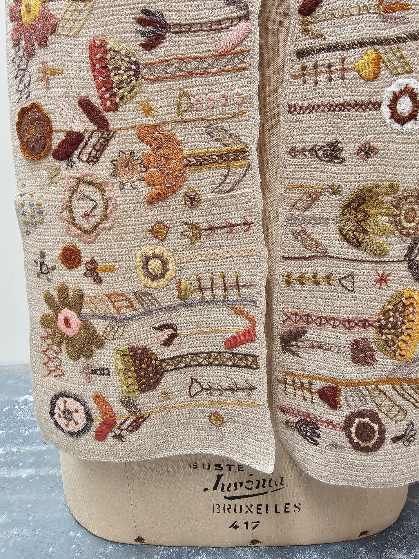 Sophie Digard Garden Scene Crochet Wool Scarf