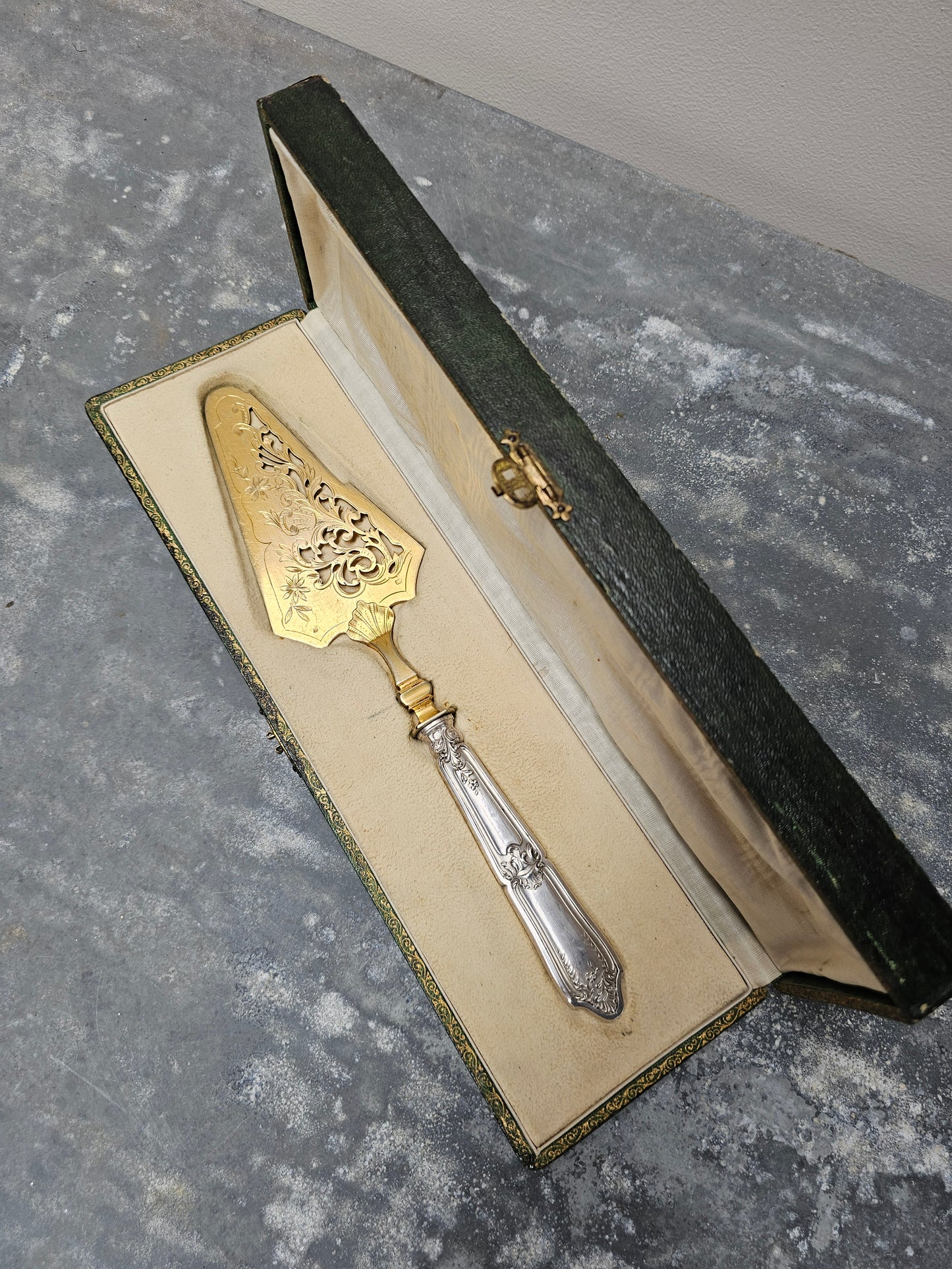 Antique French Silver Plated Boxed Cake Server