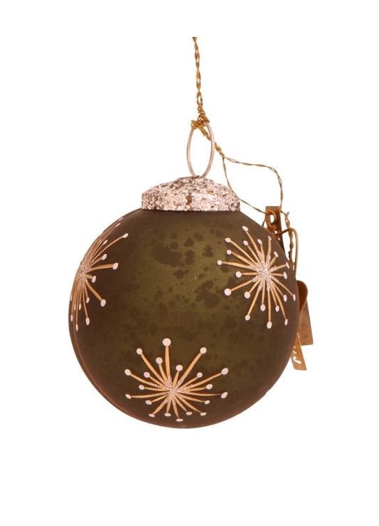 Walther & Co. Small Green Glass Ball - Gold Star