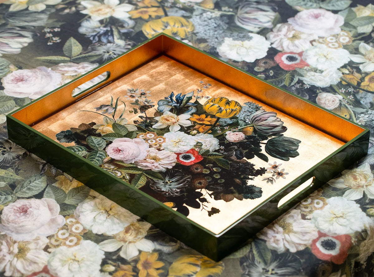 Summerill & Bishop Gold Leaf 'Still Life' Large Rectangular Tray