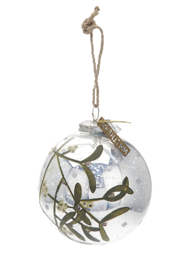 Walther & Co. Small Antique Silver Glass Ball - Mistletoe