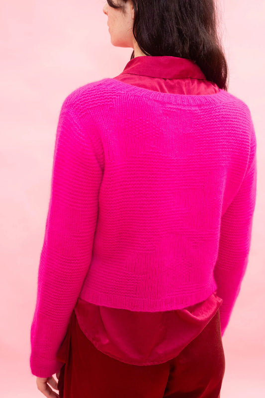 Sula Cashmere Flower Cardi - Pink