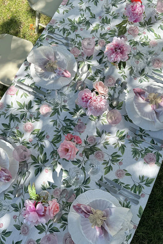 Summerill & Bishop 'Trailing Peony' Linen Tablecloth