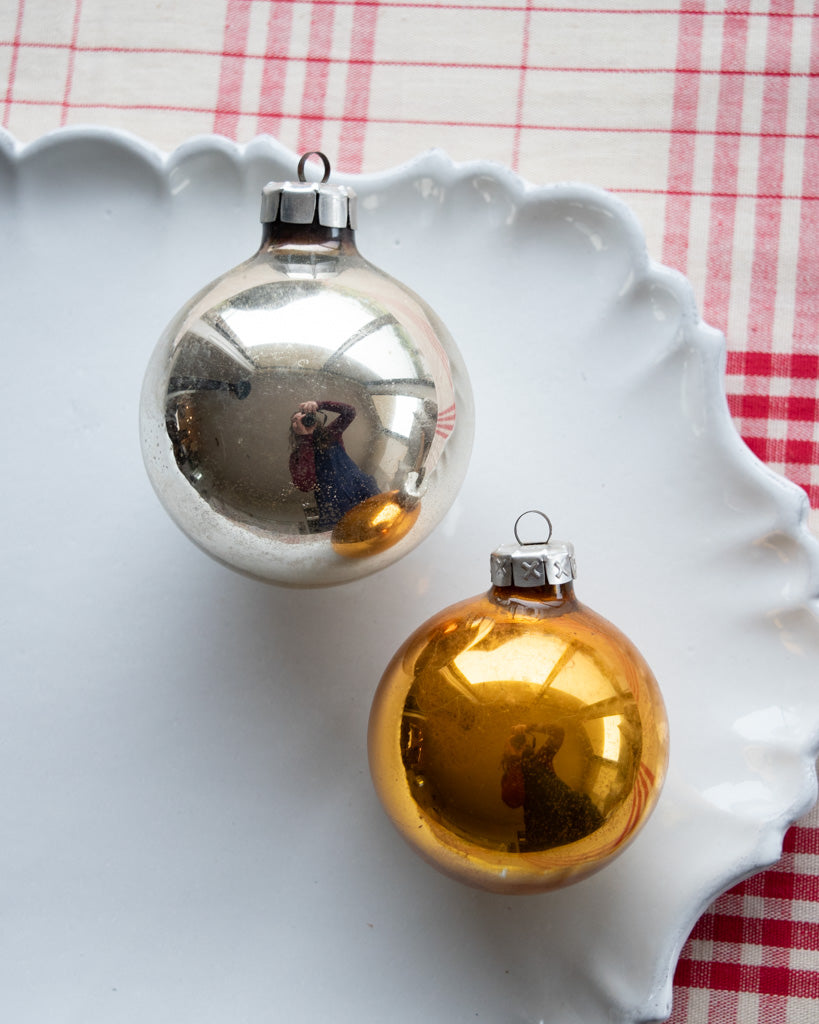 Vintage European Ornament Set - Gold & Silver Large box of 12