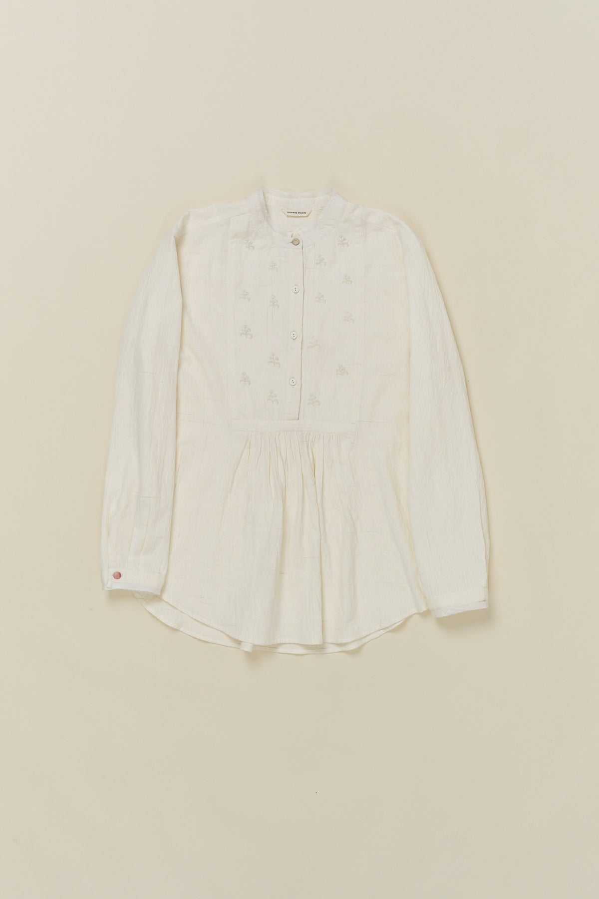 Runaway Bicycle Long Cream Blouse