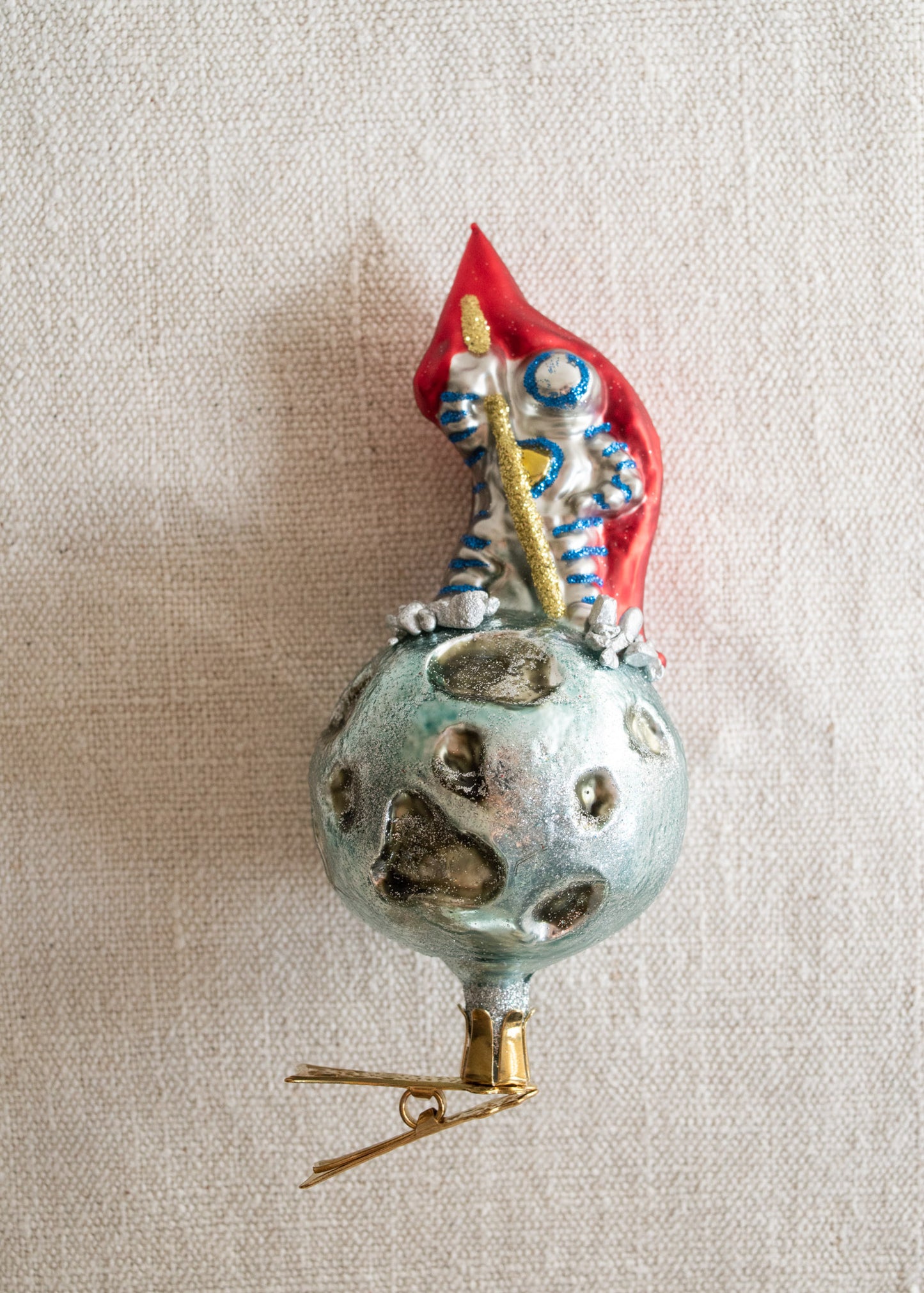 Polish Glass Christmas Ornament - Spaceman on Moon