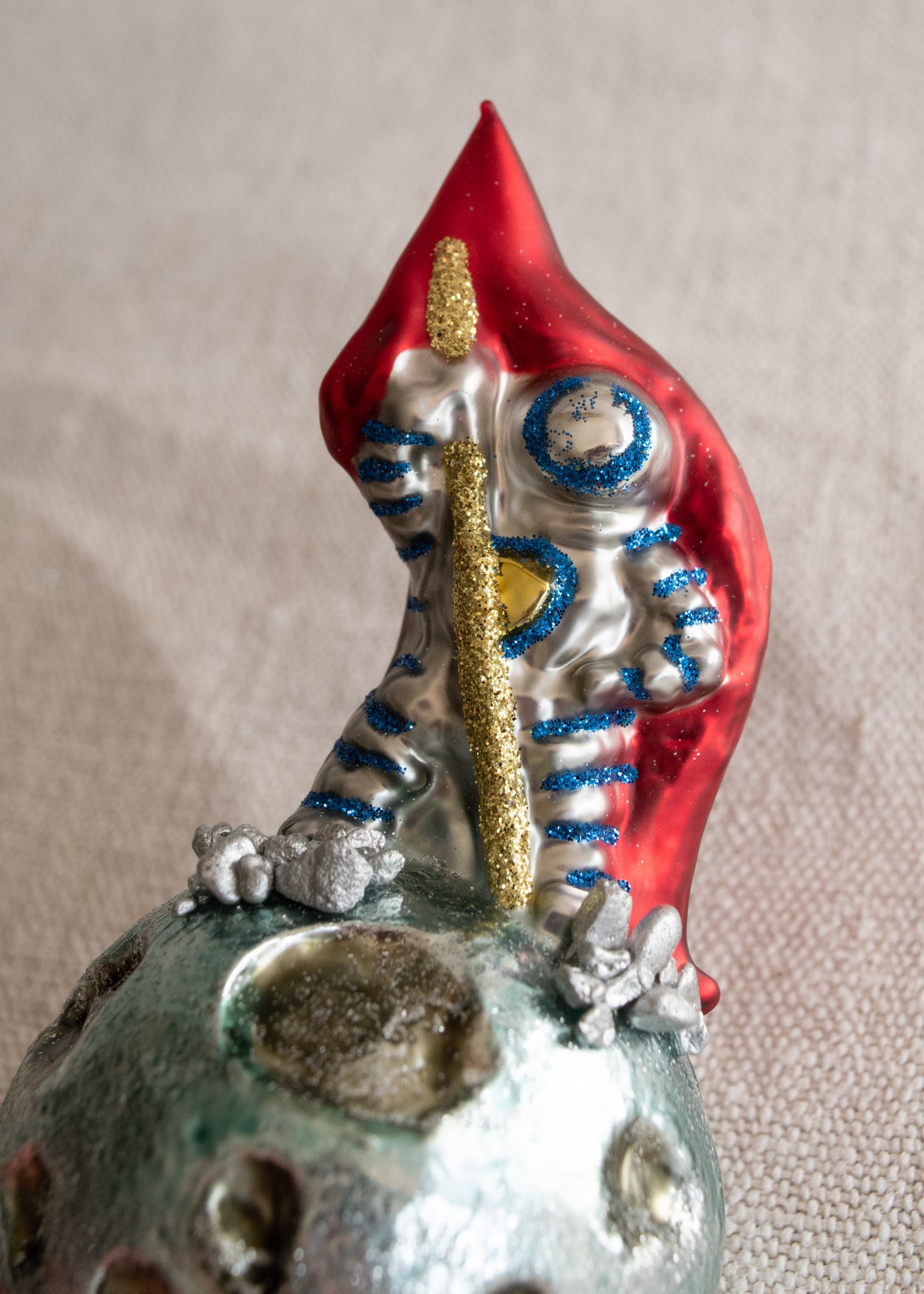 Polish Glass Christmas Ornament - Spaceman on Moon