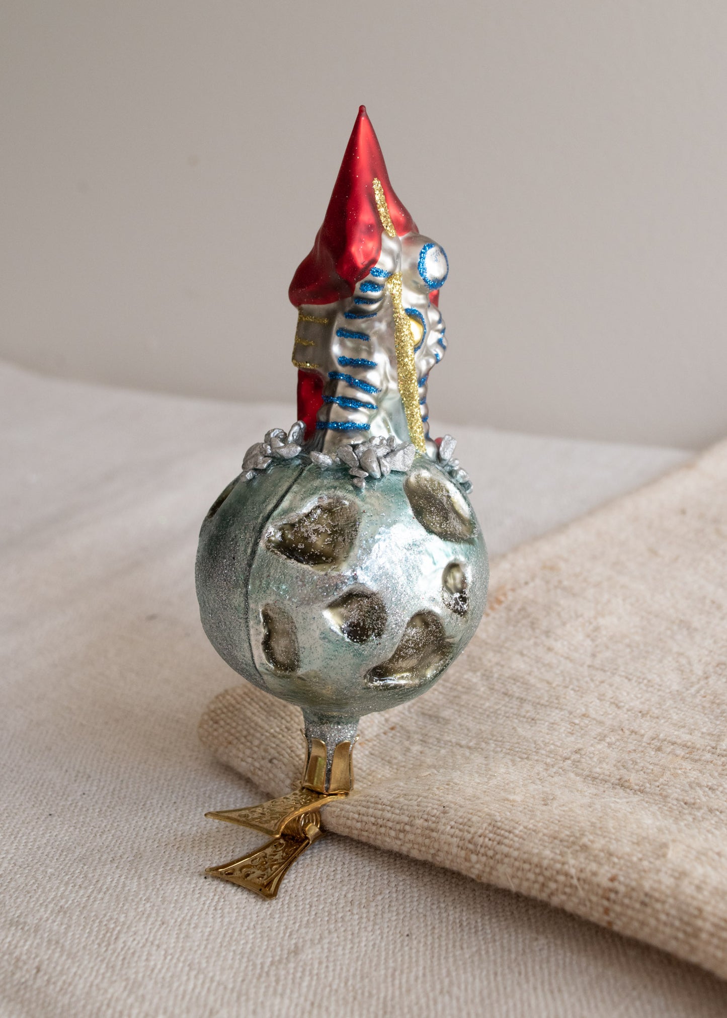 Polish Glass Christmas Ornament - Spaceman on Moon