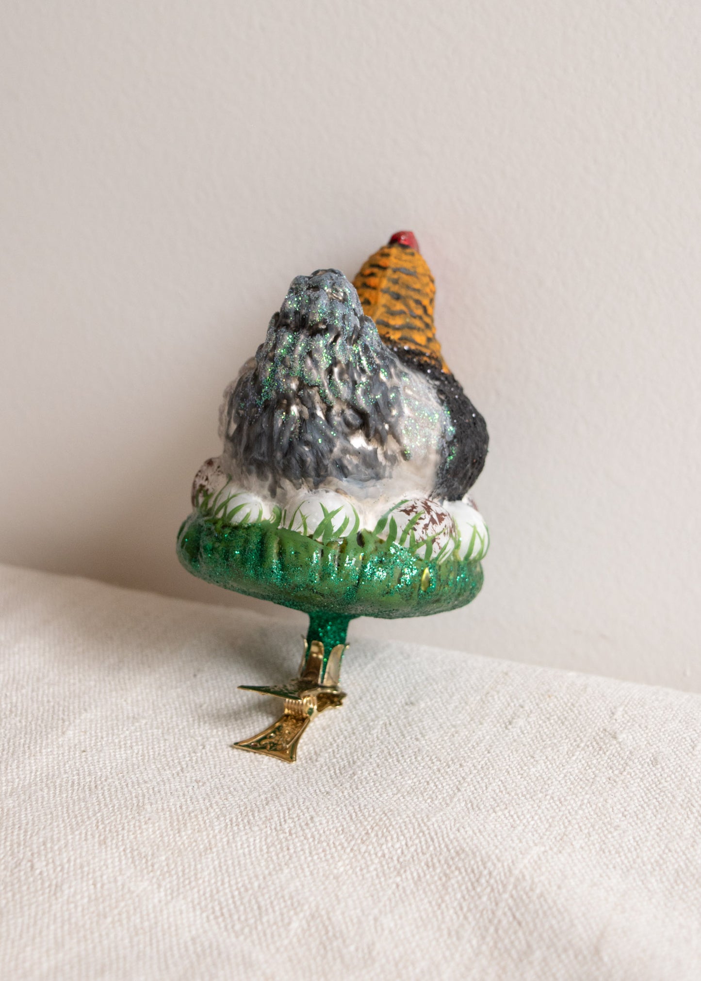 Polish Glass Ornament - Hen on Eggs